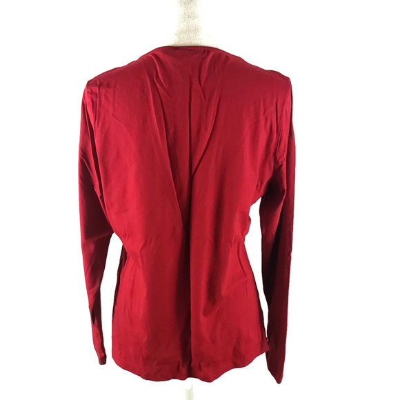 Chico's Women's Long Sleeve Beaded T Shirt Red Gold Beads Size 1 Medium - Picture 5 of 8
